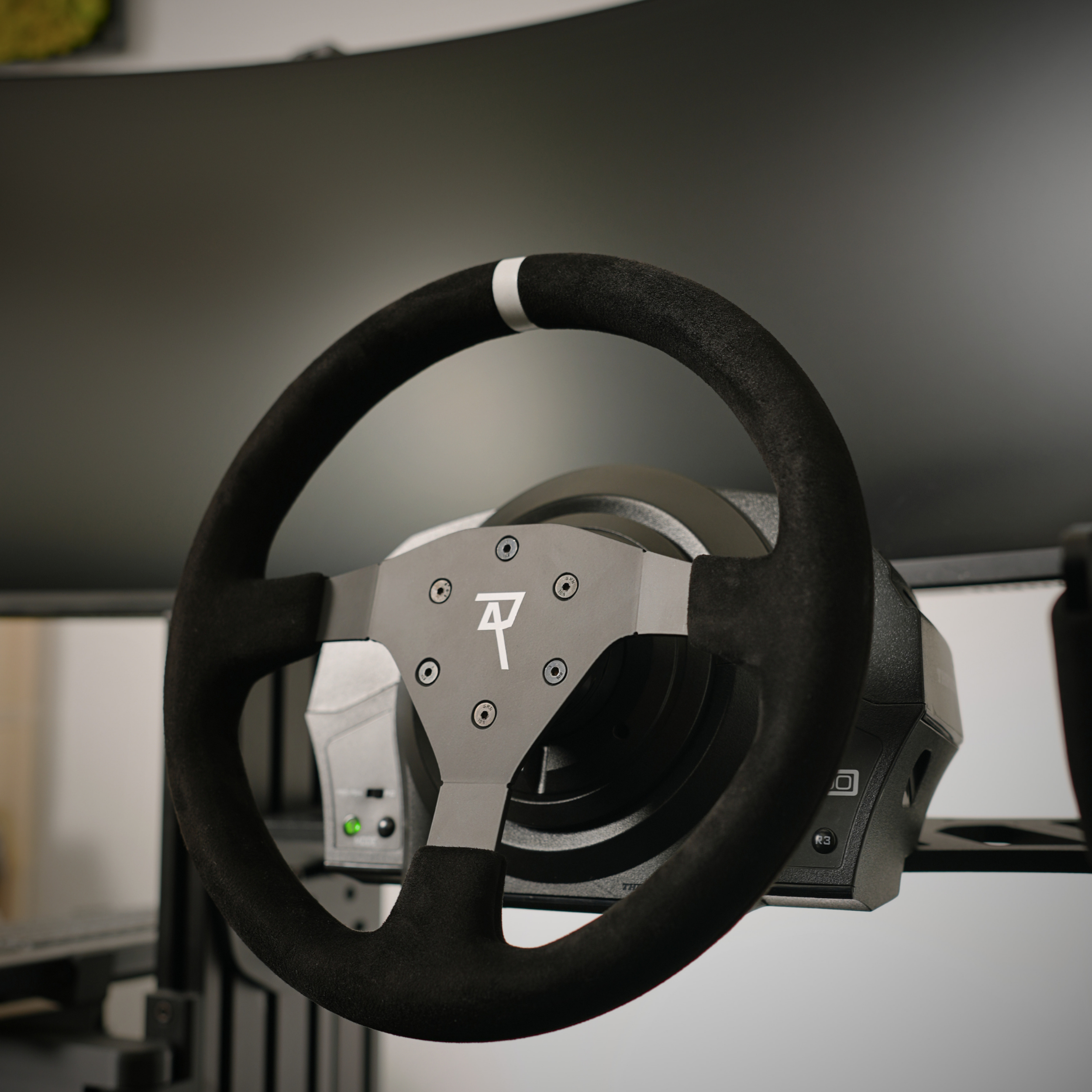 Raceact Racing 320mm Universal Suede Steering Wheel, 6-Screw Mount, for Racing/Rally/Motorsports/Car Simulation Driving, White Alignment Line, O-Shaped Steering Wheel, Racing Steering Wheel