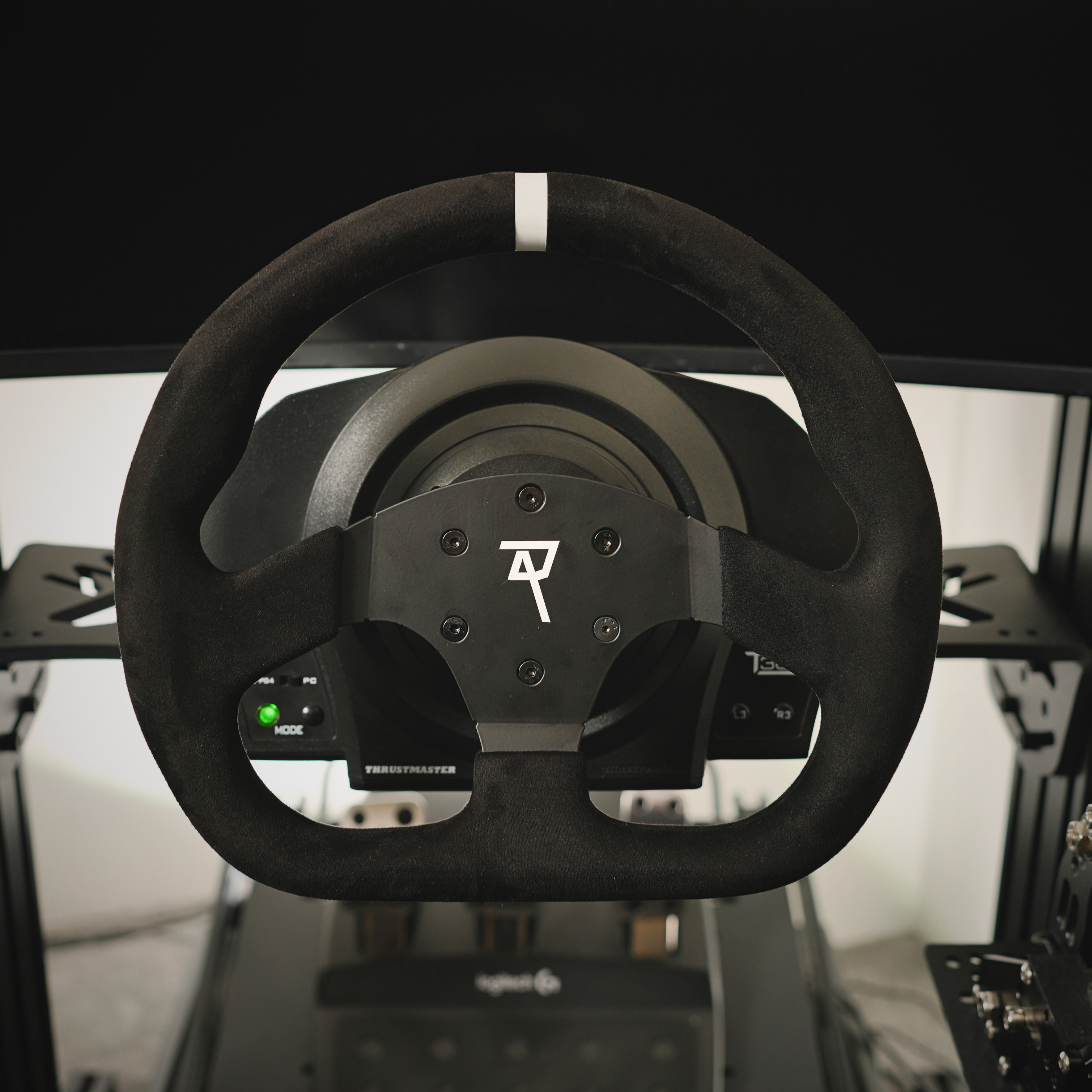 Raceact Racing D-Shaped Universal Racing Steering Wheel , 320 mm Suede Race Style Sim Racing Steering Wheel , Universal Wheel