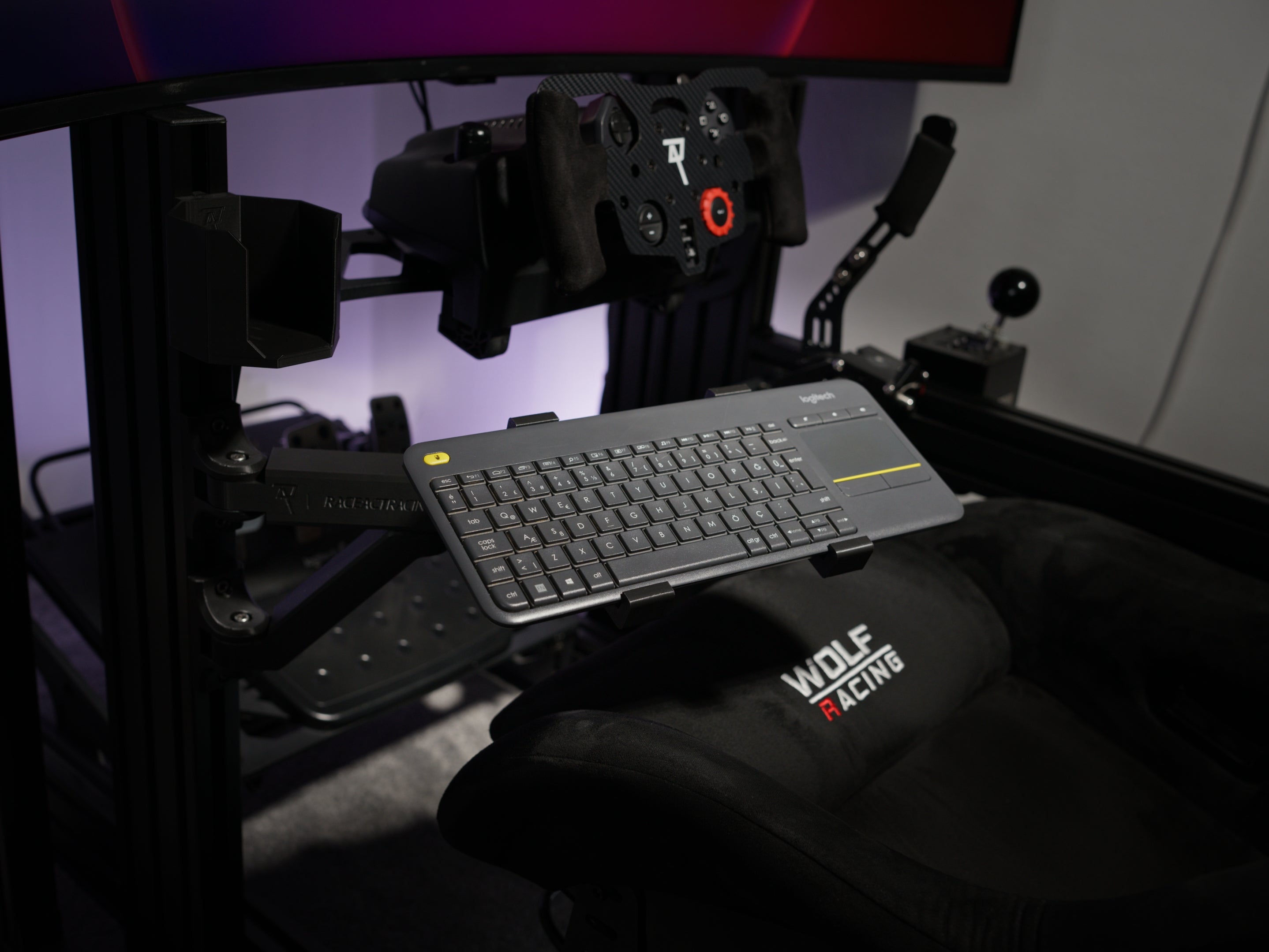 Dual-Arm Swivel Keyboard Holder for Aluminum Profile Sim Rigs
