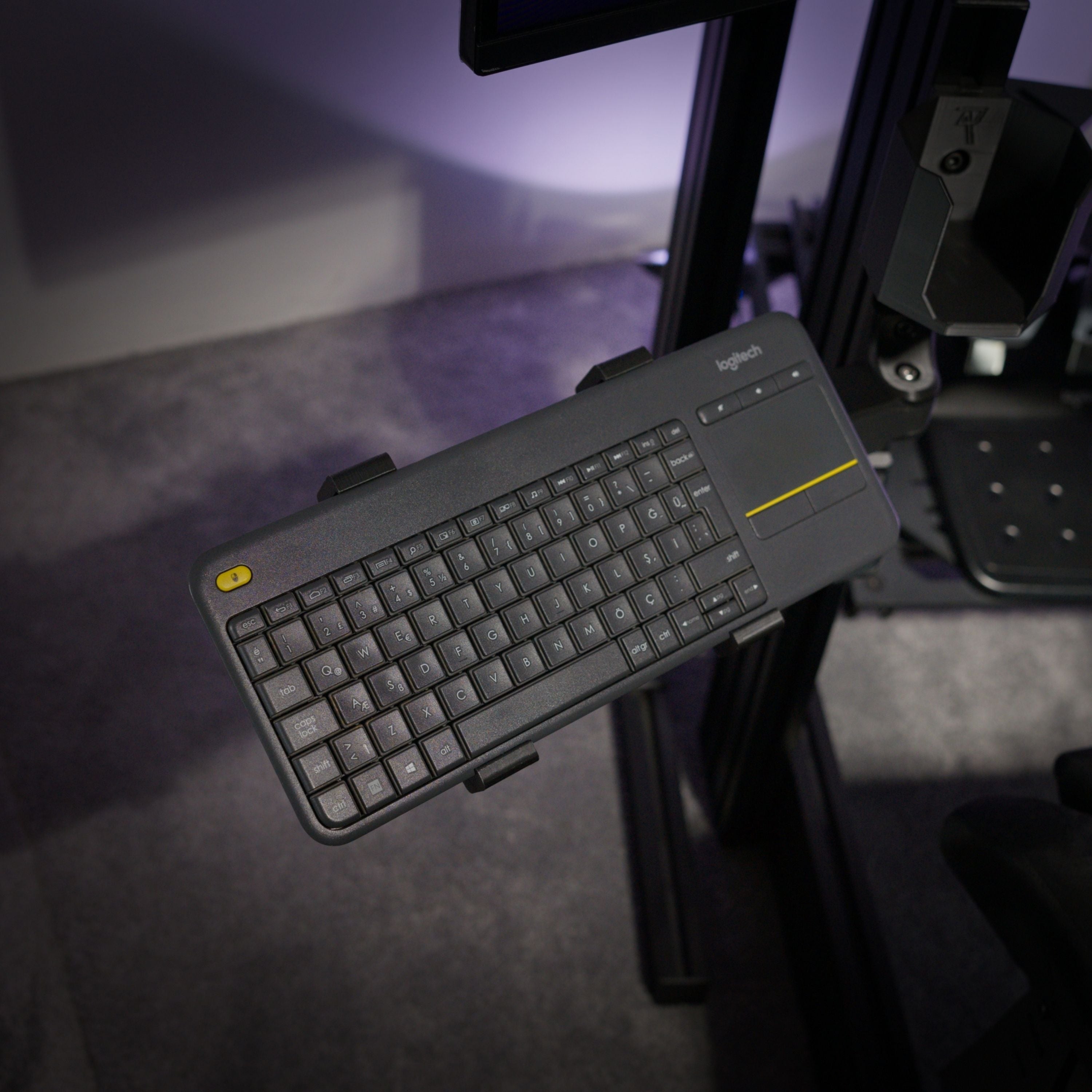 Dual-Arm Swivel Keyboard Tray for Aluminum Sim Rigs