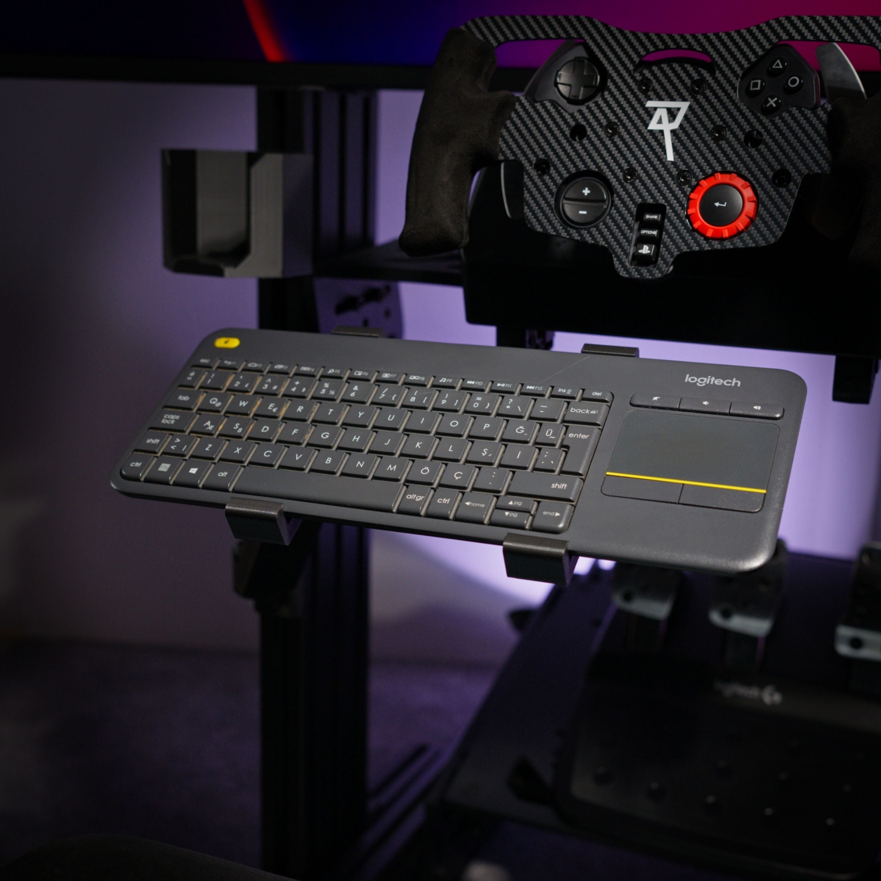 Dual-Arm Swivel Keyboard Tray for Aluminum Sim Rigs