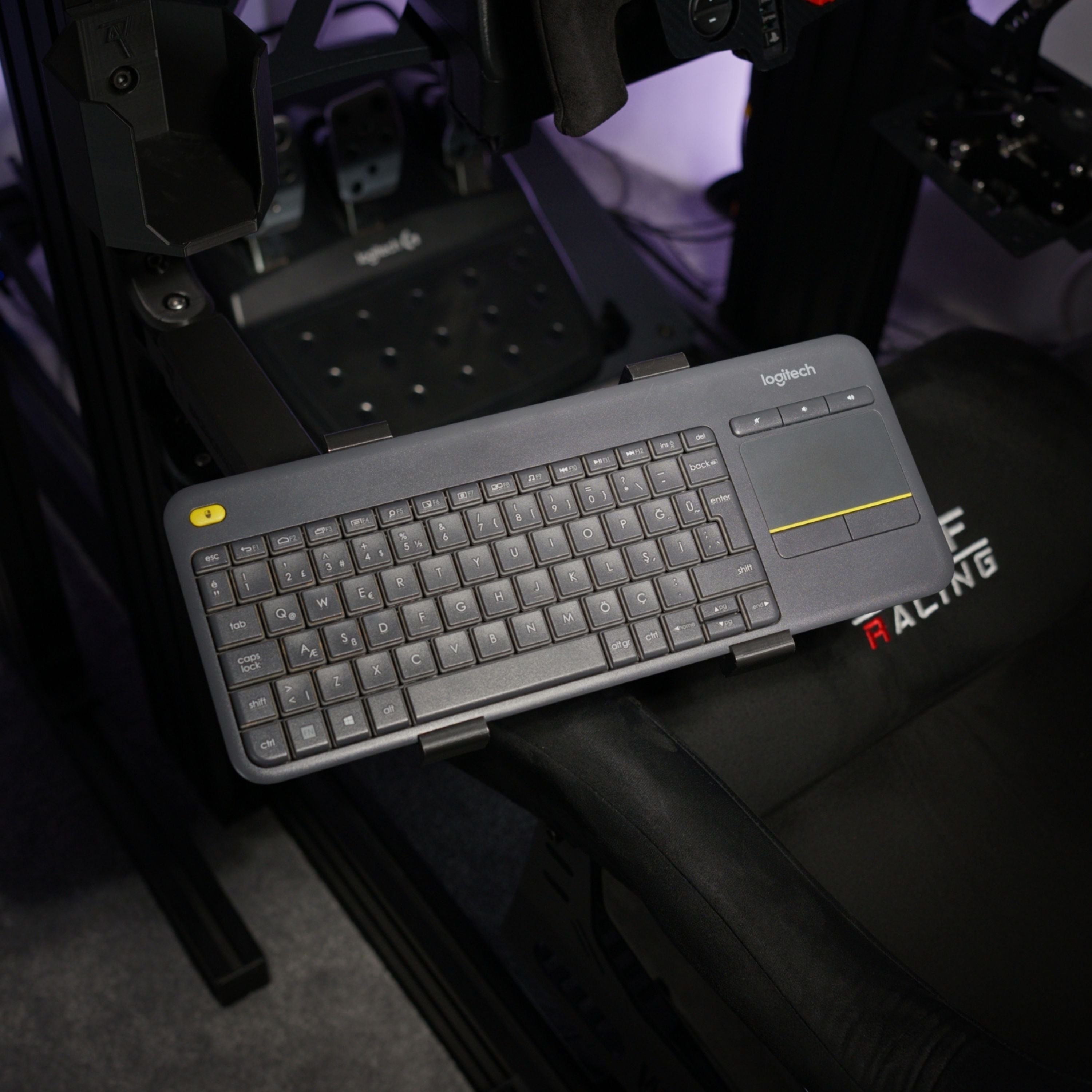 Dual-Arm Swivel Keyboard Tray for Aluminum Sim Rigs