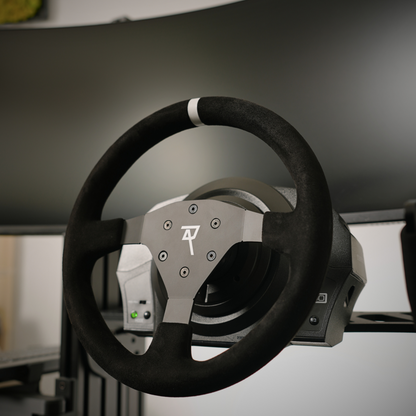Raceact Racing 320mm Universal Suede Steering Wheel, 6-Screw Mount, for Racing/Rally/Motorsports/Car Simulation Driving, White Alignment Line, O-Shaped Steering Wheel, Racing Steering Wheel