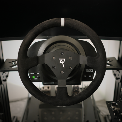 Raceact Racing 320mm Universal Suede Steering Wheel, 6-Screw Mount, for Racing/Rally/Motorsports/Car Simulation Driving, White Alignment Line, O-Shaped Steering Wheel, Racing Steering Wheel