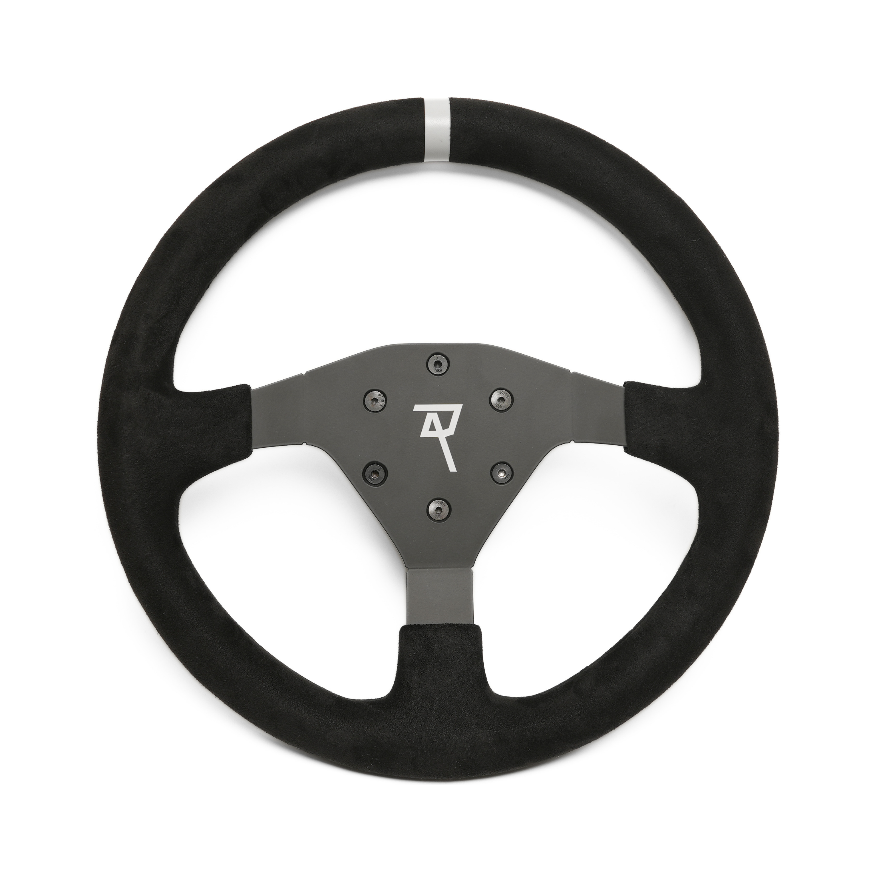 Raceact Racing 320mm Universal Suede Steering Wheel, 6-Screw Mount, for Racing/Rally/Motorsports/Car Simulation Driving, White Alignment Line, O-Shaped Steering Wheel, Racing Steering Wheel
