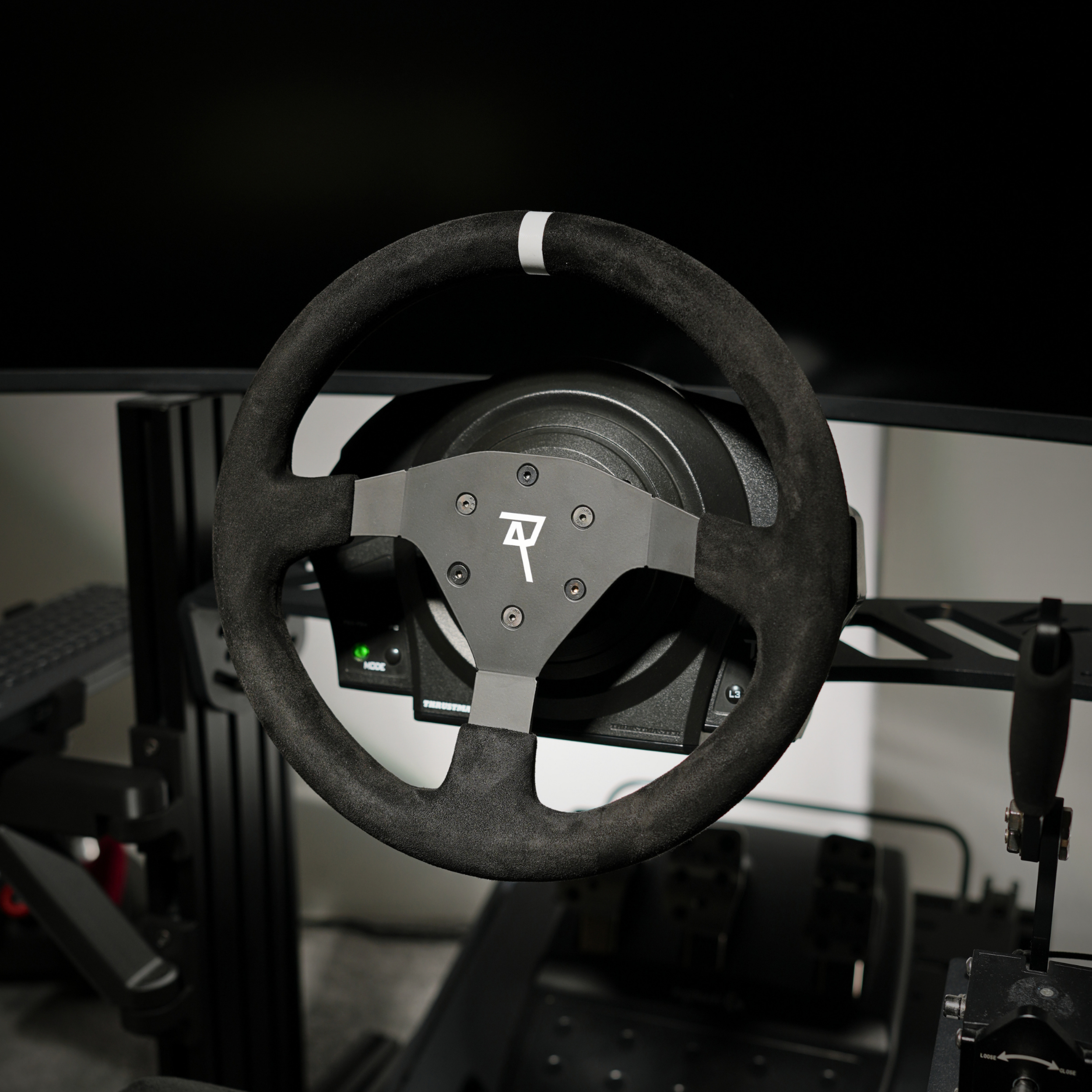 Raceact Racing 320mm Universal Suede Steering Wheel, 6-Screw Mount, for Racing/Rally/Motorsports/Car Simulation Driving, White Alignment Line, O-Shaped Steering Wheel, Racing Steering Wheel