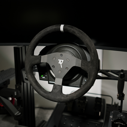 Raceact Racing 320mm Universal Suede Steering Wheel, 6-Screw Mount, for Racing/Rally/Motorsports/Car Simulation Driving, White Alignment Line, O-Shaped Steering Wheel, Racing Steering Wheel