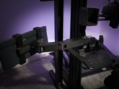 Dual-Arm Swivel Keyboard Holder for Aluminum Profile Sim Rigs